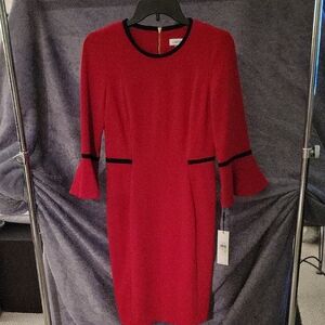 Calvin Klein Red Dress with Black Trim